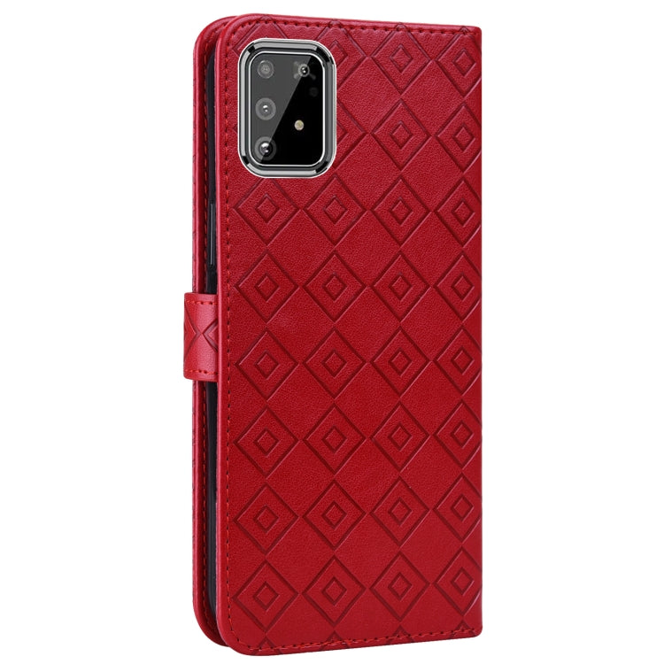 For Samsung Galaxy A91 / S10 Lite Embossed Big Small Concentric Squares Pattern Horizontal Flip Leather Case with Card Slot & Holder & Wallet