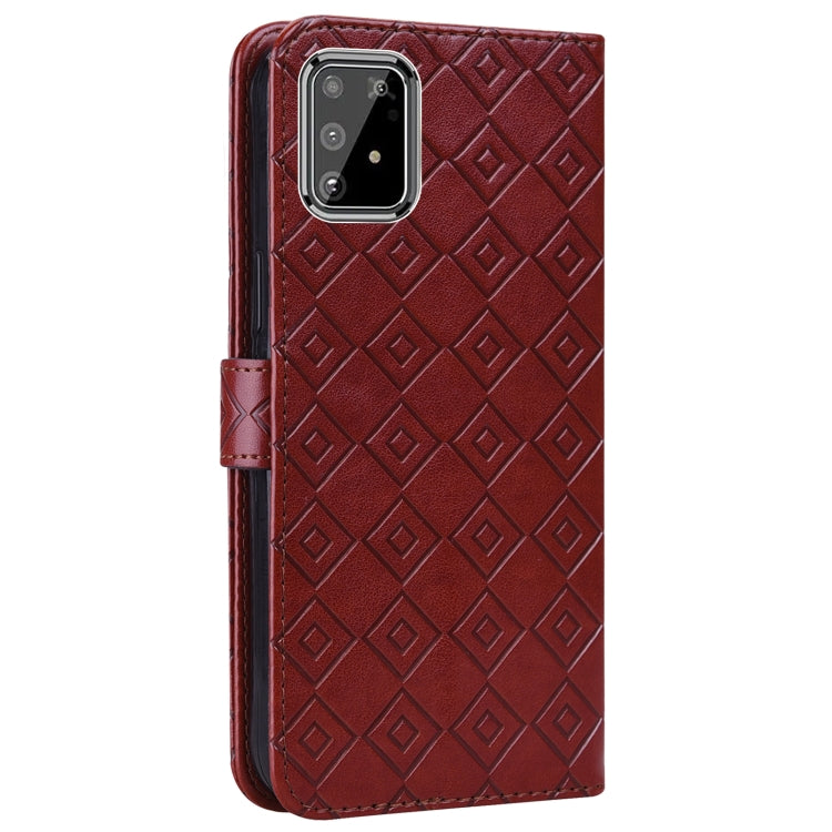 For Samsung Galaxy A91 / S10 Lite Embossed Big Small Concentric Squares Pattern Horizontal Flip Leather Case with Card Slot & Holder & Wallet