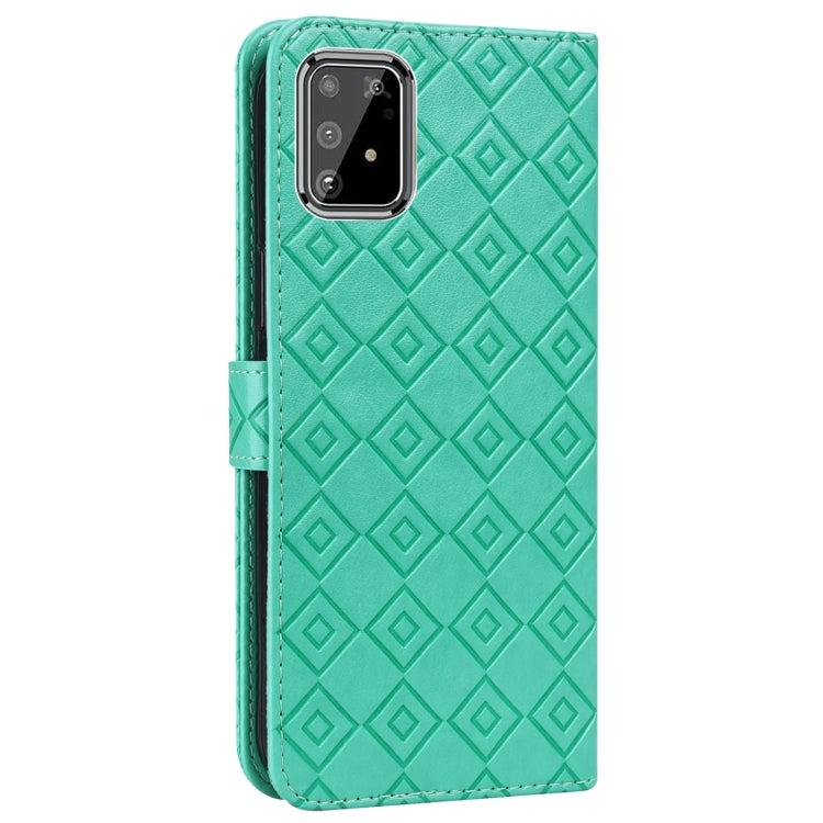 For Samsung Galaxy A91 / S10 Lite Embossed Big Small Concentric Squares Pattern Horizontal Flip Leather Case with Card Slot & Holder & Wallet