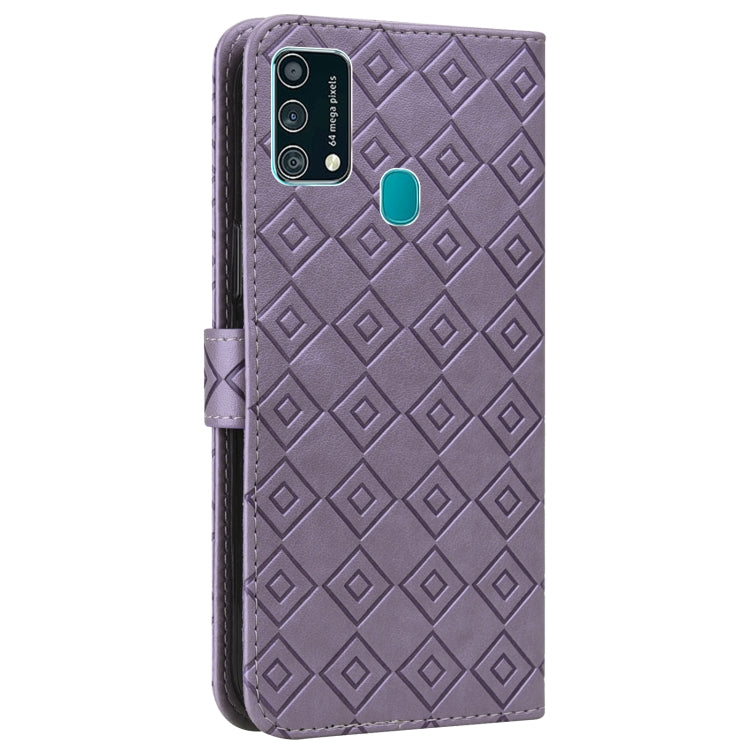 For Samsung Galaxy F41 / M31 Embossed Big Small Concentric Squares Pattern Horizontal Flip Leather Case with Card Slot & Holder & Wallet