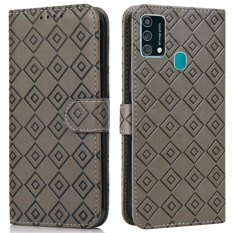 For Samsung Galaxy F41 / M31 Embossed Big Small Concentric Squares Pattern Horizontal Flip Leather Case with Card Slot & Holder & Wallet