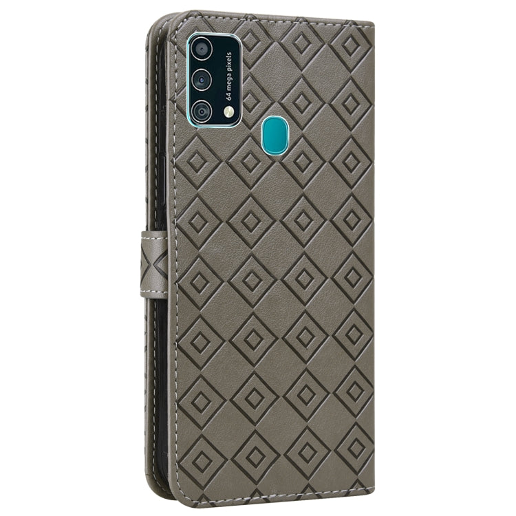 For Samsung Galaxy F41 / M31 Embossed Big Small Concentric Squares Pattern Horizontal Flip Leather Case with Card Slot & Holder & Wallet