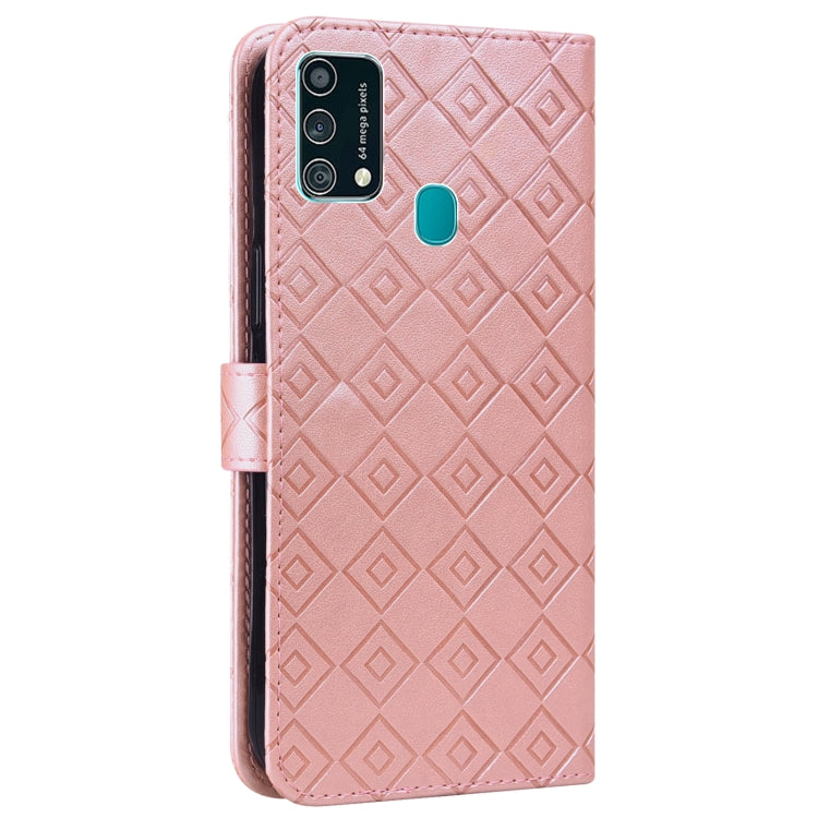 For Samsung Galaxy F41 / M31 Embossed Big Small Concentric Squares Pattern Horizontal Flip Leather Case with Card Slot & Holder & Wallet