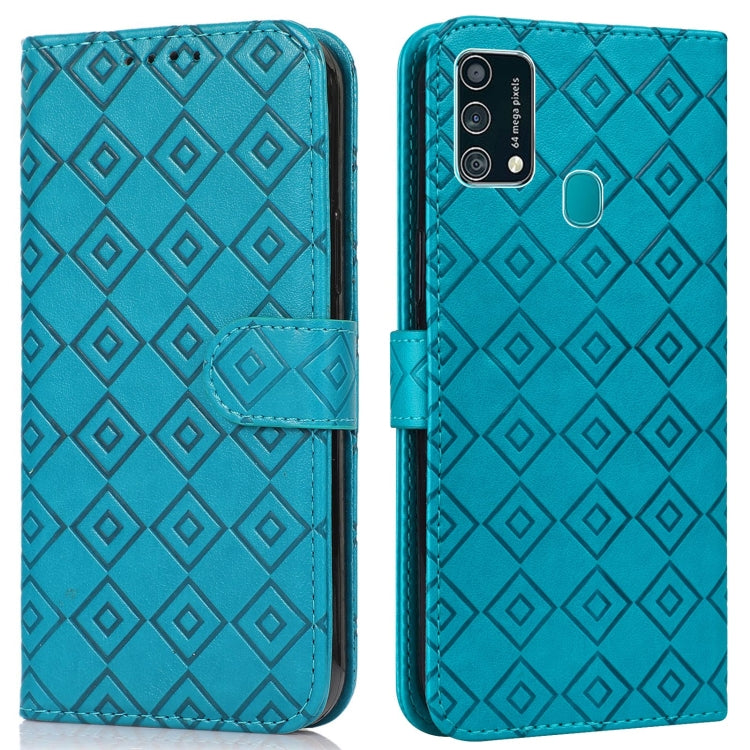 For Samsung Galaxy F41 / M31 Embossed Big Small Concentric Squares Pattern Horizontal Flip Leather Case with Card Slot & Holder & Wallet
