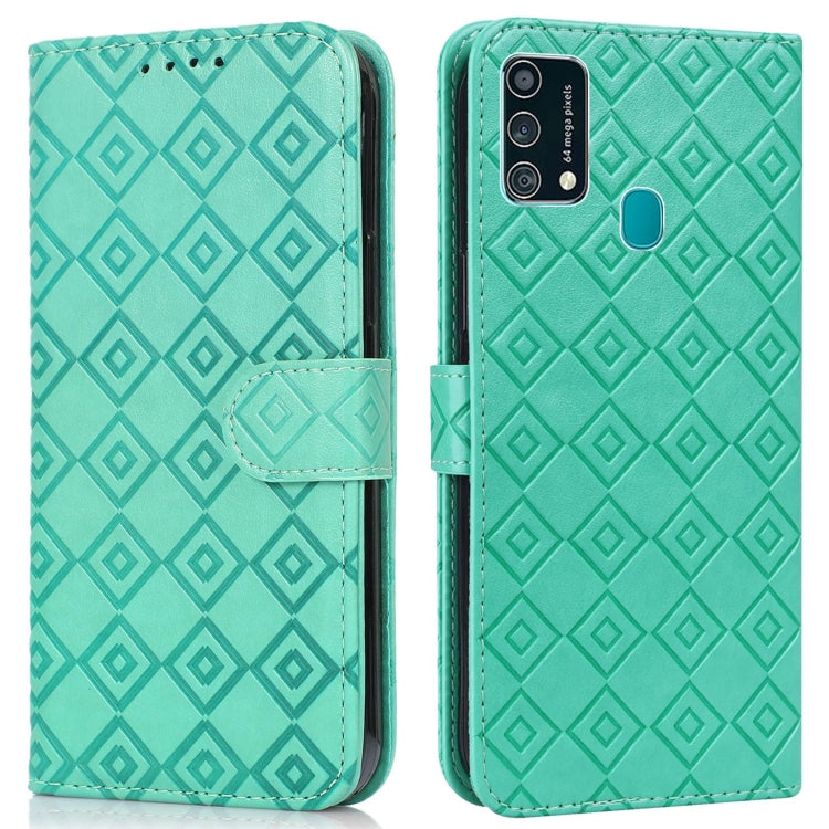 For Samsung Galaxy F41 / M31 Embossed Big Small Concentric Squares Pattern Horizontal Flip Leather Case with Card Slot & Holder & Wallet