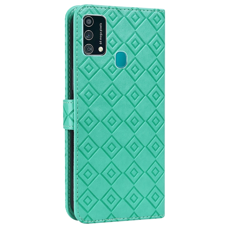 For Samsung Galaxy F41 / M31 Embossed Big Small Concentric Squares Pattern Horizontal Flip Leather Case with Card Slot & Holder & Wallet