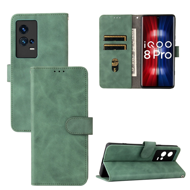 For vivo iQOO 8 Pro Solid Color Skin Feel Magnetic Buckle Horizontal Flip PU Leather Case with Holder & Card Slots & Wallet