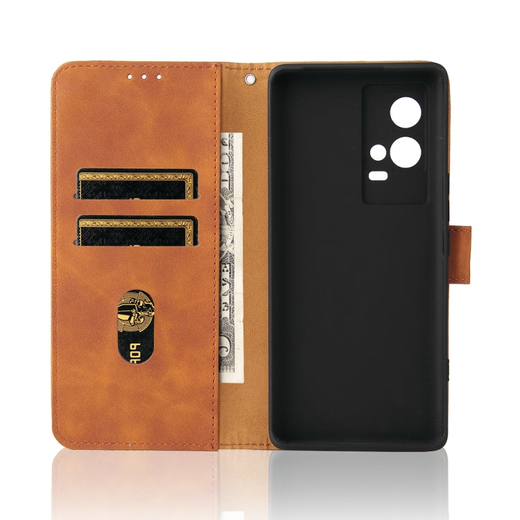 For vivo iQOO 8 Pro Solid Color Skin Feel Magnetic Buckle Horizontal Flip PU Leather Case with Holder & Card Slots & Wallet