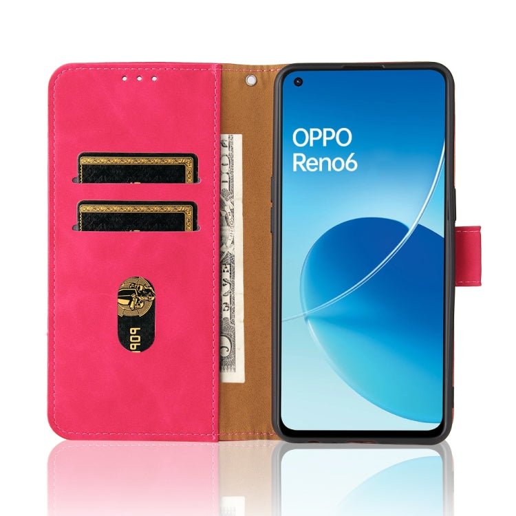 For OPPO Reno6 4G Solid Color Skin Feel Magnetic Buckle Horizontal Flip PU Leather Case with Holder & Card Slots & Wallet