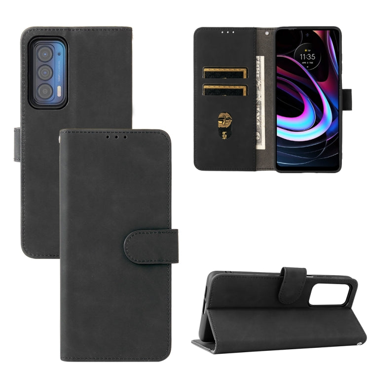 For Motorola Edge (2021) Solid Color Skin Feel Magnetic Buckle Horizontal Flip PU Leather Case with Holder & Card Slots & Wallet