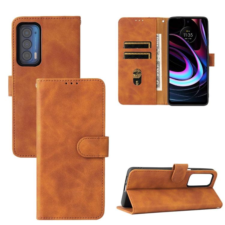 For Motorola Edge (2021) Solid Color Skin Feel Magnetic Buckle Horizontal Flip PU Leather Case with Holder & Card Slots & Wallet