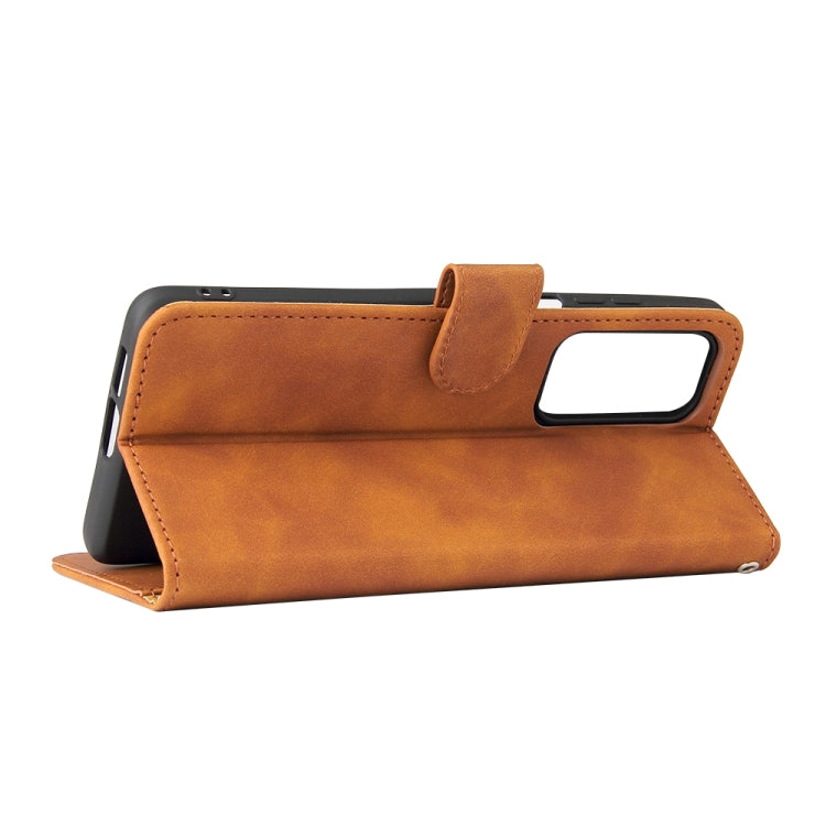 For Motorola Edge (2021) Solid Color Skin Feel Magnetic Buckle Horizontal Flip PU Leather Case with Holder & Card Slots & Wallet