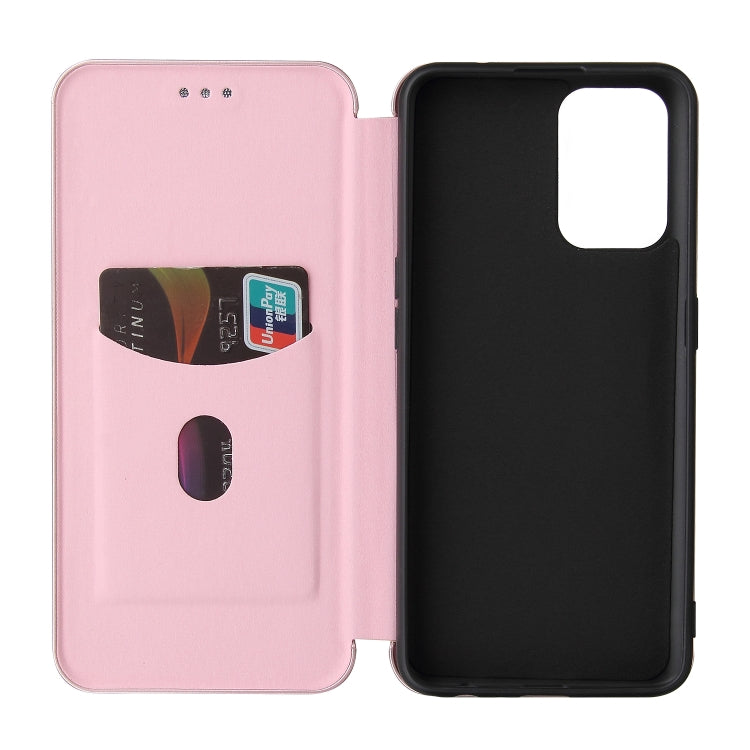 For OPPO Reno6 4G Carbon Fiber Texture Horizontal Flip TPU + PC + PU Leather Case with Card Slot