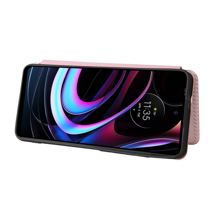 For Motorola Edge (2021) Carbon Fiber Texture Horizontal Flip TPU + PC + PU Leather Case with Card Slot