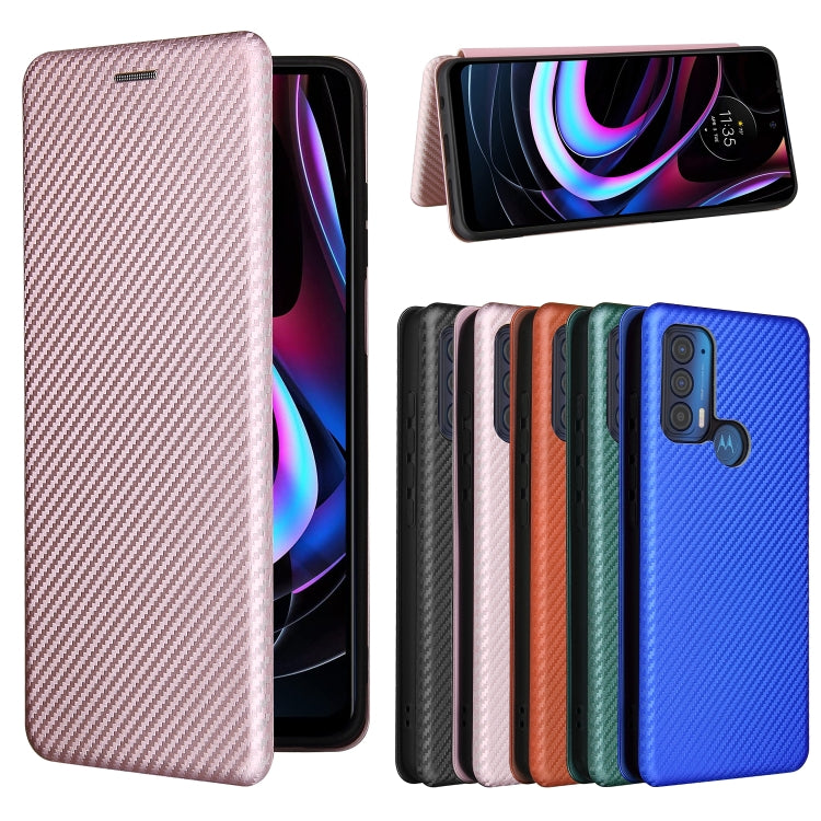For Motorola Edge (2021) Carbon Fiber Texture Horizontal Flip TPU + PC + PU Leather Case with Card Slot