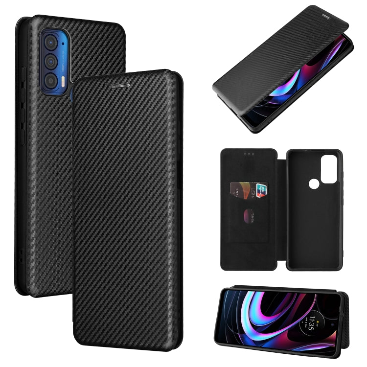 For Motorola Edge (2021) Carbon Fiber Texture Horizontal Flip TPU + PC + PU Leather Case with Card Slot