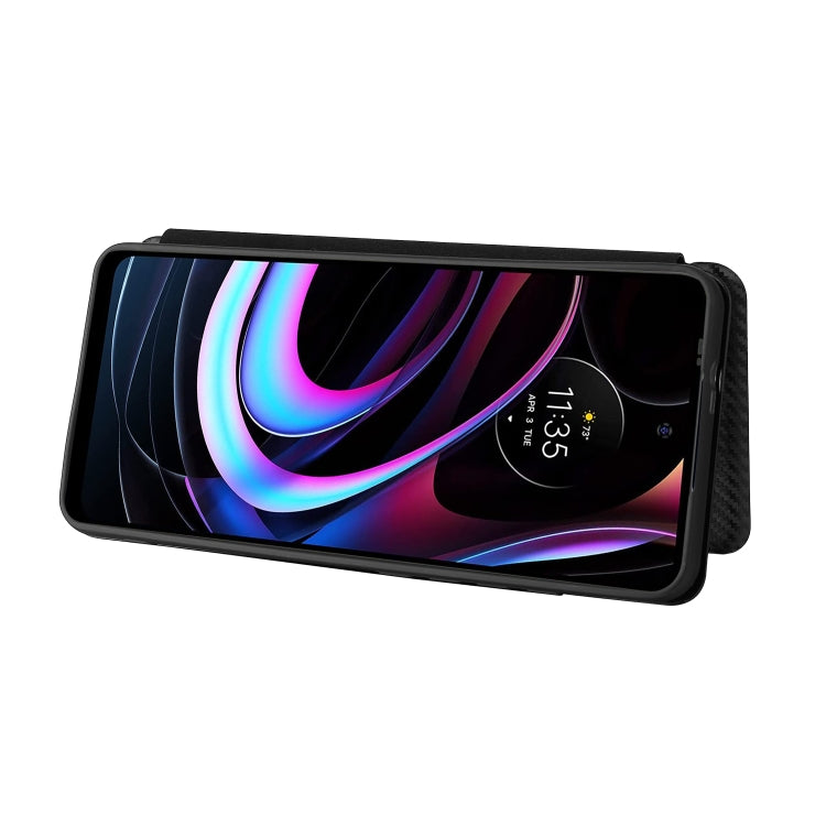 For Motorola Edge (2021) Carbon Fiber Texture Horizontal Flip TPU + PC + PU Leather Case with Card Slot