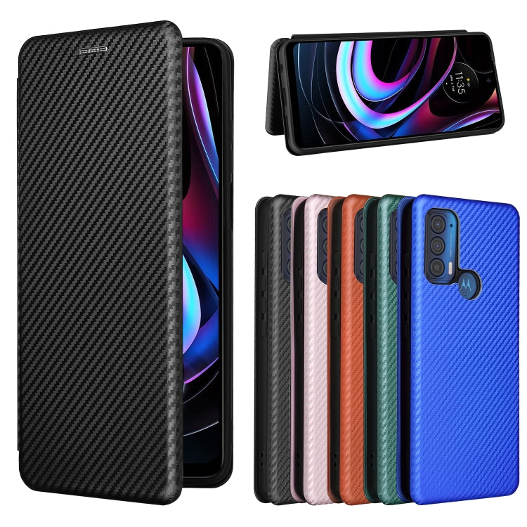 For Motorola Edge (2021) Carbon Fiber Texture Horizontal Flip TPU + PC + PU Leather Case with Card Slot