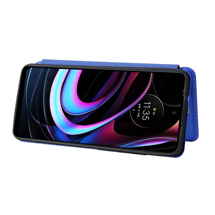 For Motorola Edge (2021) Carbon Fiber Texture Horizontal Flip TPU + PC + PU Leather Case with Card Slot