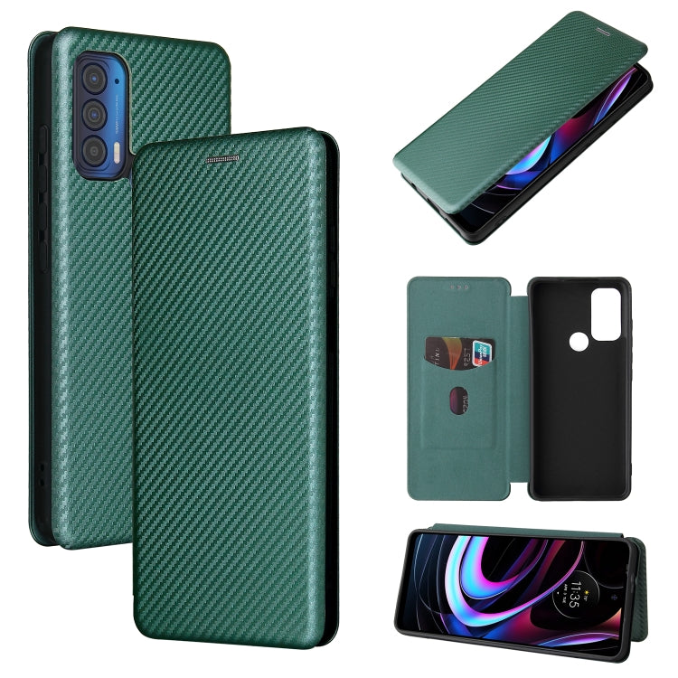 For Motorola Edge (2021) Carbon Fiber Texture Horizontal Flip TPU + PC + PU Leather Case with Card Slot
