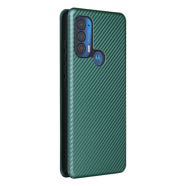For Motorola Edge (2021) Carbon Fiber Texture Horizontal Flip TPU + PC + PU Leather Case with Card Slot