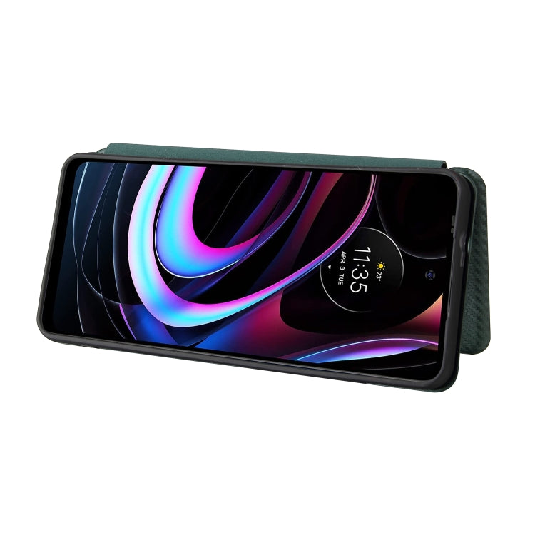 For Motorola Edge (2021) Carbon Fiber Texture Horizontal Flip TPU + PC + PU Leather Case with Card Slot