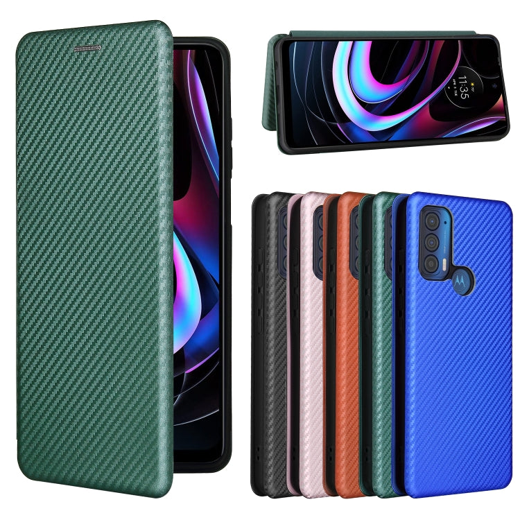 For Motorola Edge (2021) Carbon Fiber Texture Horizontal Flip TPU + PC + PU Leather Case with Card Slot