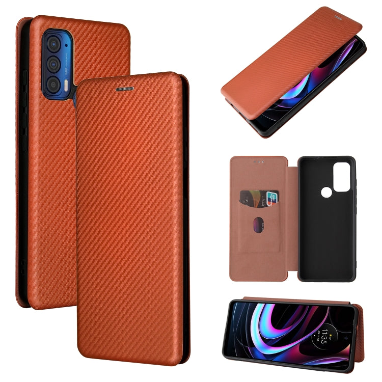 For Motorola Edge (2021) Carbon Fiber Texture Horizontal Flip TPU + PC + PU Leather Case with Card Slot