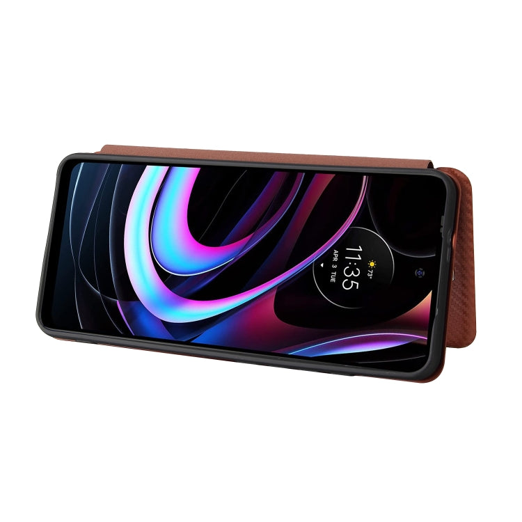 For Motorola Edge (2021) Carbon Fiber Texture Horizontal Flip TPU + PC + PU Leather Case with Card Slot