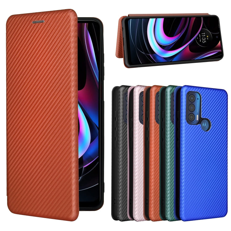 For Motorola Edge (2021) Carbon Fiber Texture Horizontal Flip TPU + PC + PU Leather Case with Card Slot