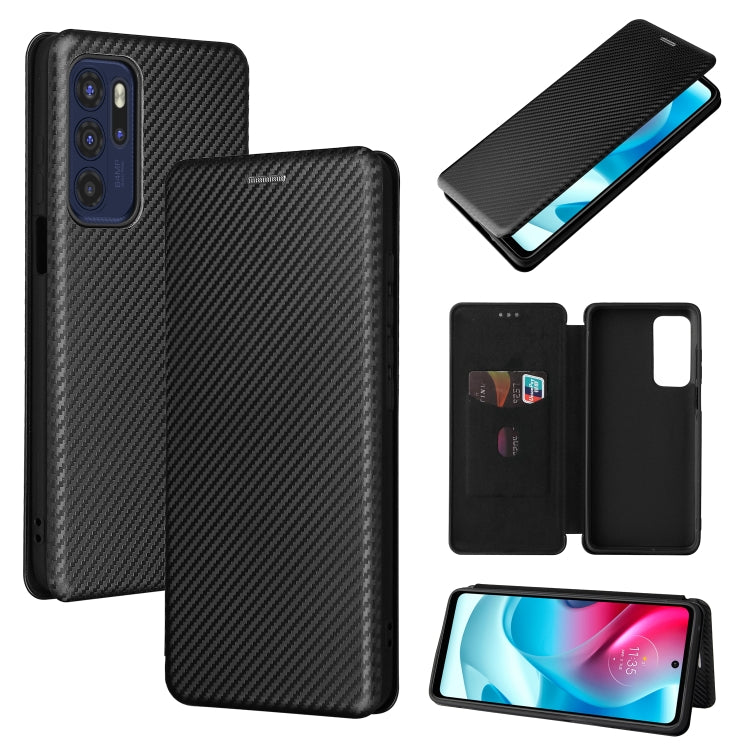 For Motorola Moto G60S Carbon Fiber Texture Horizontal Flip TPU + PC + PU Leather Case with Card Slot