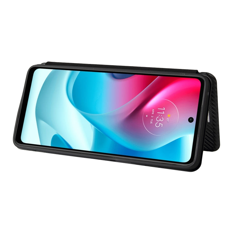 For Motorola Moto G60S Carbon Fiber Texture Horizontal Flip TPU + PC + PU Leather Case with Card Slot