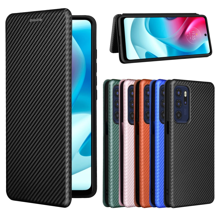 For Motorola Moto G60S Carbon Fiber Texture Horizontal Flip TPU + PC + PU Leather Case with Card Slot