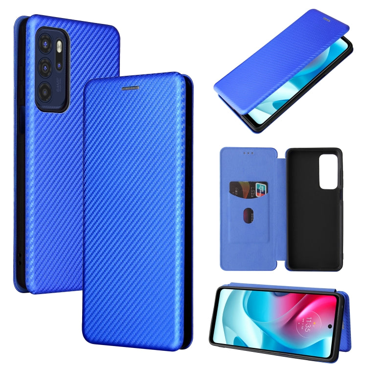 For Motorola Moto G60S Carbon Fiber Texture Horizontal Flip TPU + PC + PU Leather Case with Card Slot