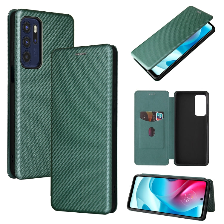 For Motorola Moto G60S Carbon Fiber Texture Horizontal Flip TPU + PC + PU Leather Case with Card Slot