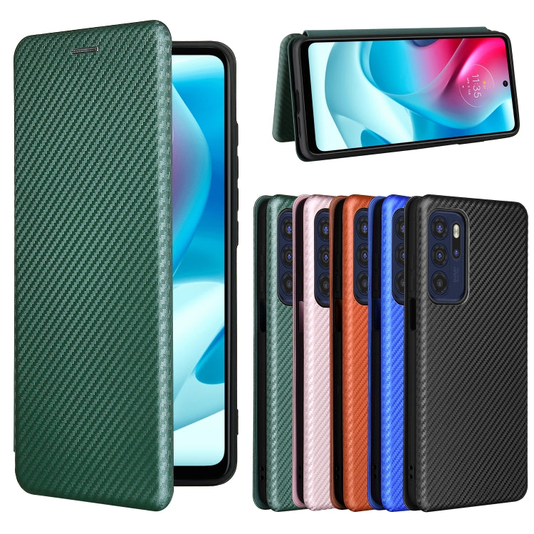 For Motorola Moto G60S Carbon Fiber Texture Horizontal Flip TPU + PC + PU Leather Case with Card Slot