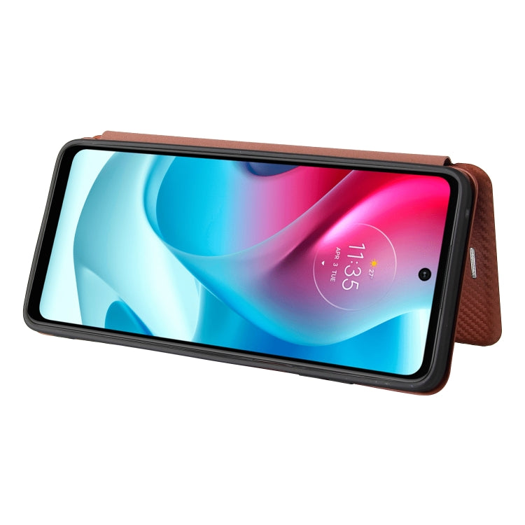 For Motorola Moto G60S Carbon Fiber Texture Horizontal Flip TPU + PC + PU Leather Case with Card Slot