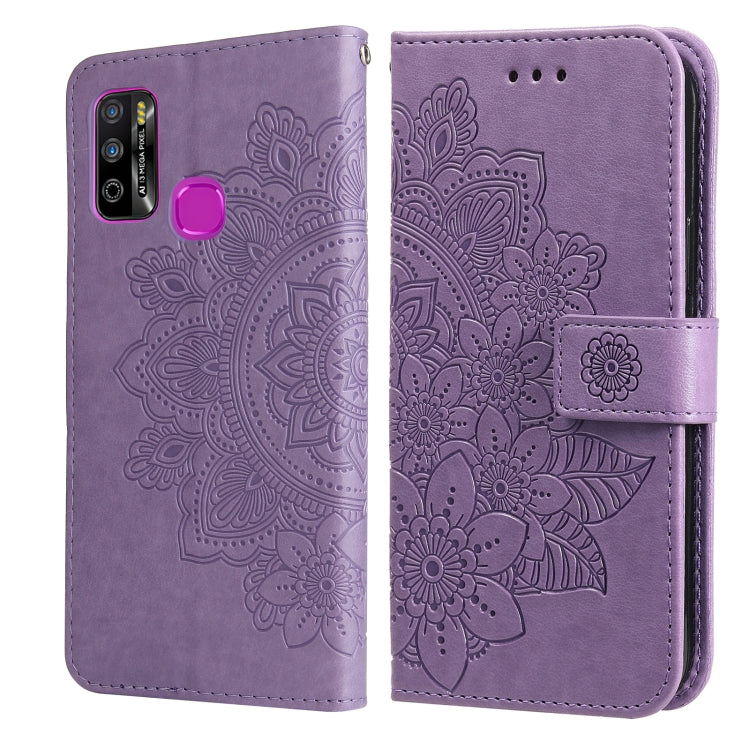 For Infinix Hot 9 Play 7-petal Flowers Embossing Pattern Horizontal Flip PU Leather Case with Holder & Card Slots & Wallet & Photo Frame