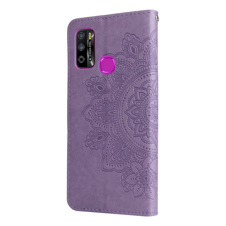 For Infinix Hot 9 Play 7-petal Flowers Embossing Pattern Horizontal Flip PU Leather Case with Holder & Card Slots & Wallet & Photo Frame