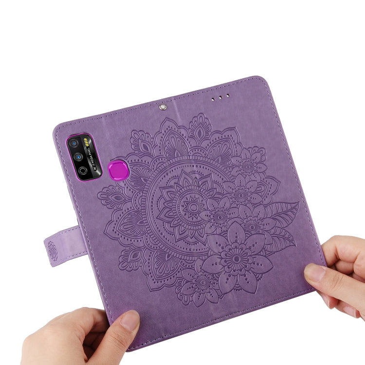 For Infinix Hot 9 Play 7-petal Flowers Embossing Pattern Horizontal Flip PU Leather Case with Holder & Card Slots & Wallet & Photo Frame