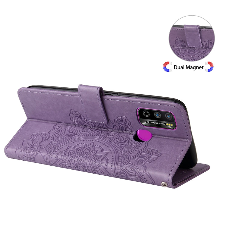 For Infinix Hot 9 Play 7-petal Flowers Embossing Pattern Horizontal Flip PU Leather Case with Holder & Card Slots & Wallet & Photo Frame