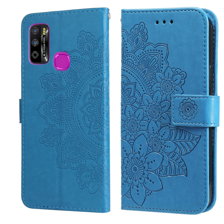 For Infinix Hot 9 Play 7-petal Flowers Embossing Pattern Horizontal Flip PU Leather Case with Holder & Card Slots & Wallet & Photo Frame