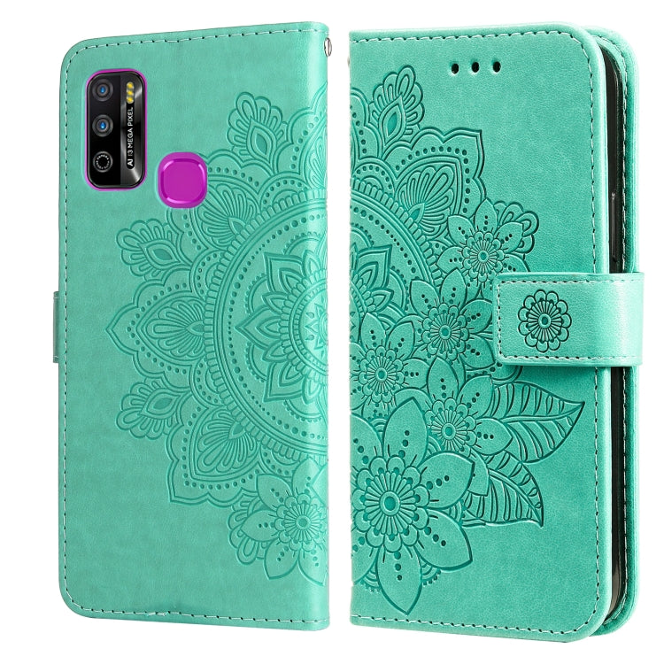 For Infinix Hot 9 Play 7-petal Flowers Embossing Pattern Horizontal Flip PU Leather Case with Holder & Card Slots & Wallet & Photo Frame