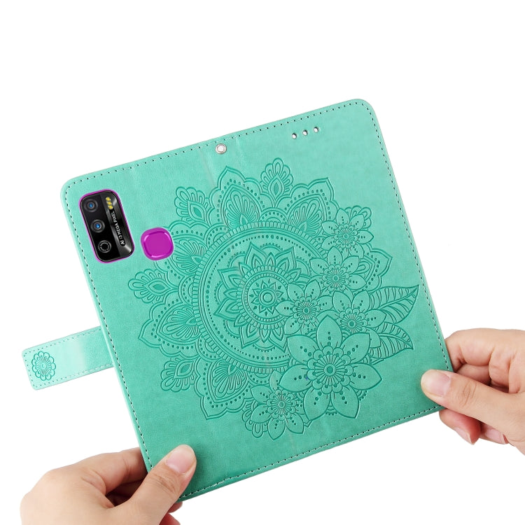 For Infinix Hot 9 Play 7-petal Flowers Embossing Pattern Horizontal Flip PU Leather Case with Holder & Card Slots & Wallet & Photo Frame