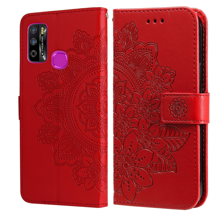 For Infinix Hot 9 Play 7-petal Flowers Embossing Pattern Horizontal Flip PU Leather Case with Holder & Card Slots & Wallet & Photo Frame