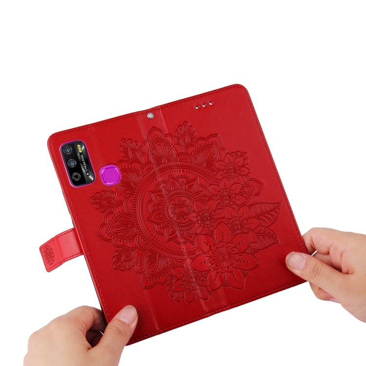 For Infinix Hot 9 Play 7-petal Flowers Embossing Pattern Horizontal Flip PU Leather Case with Holder & Card Slots & Wallet & Photo Frame