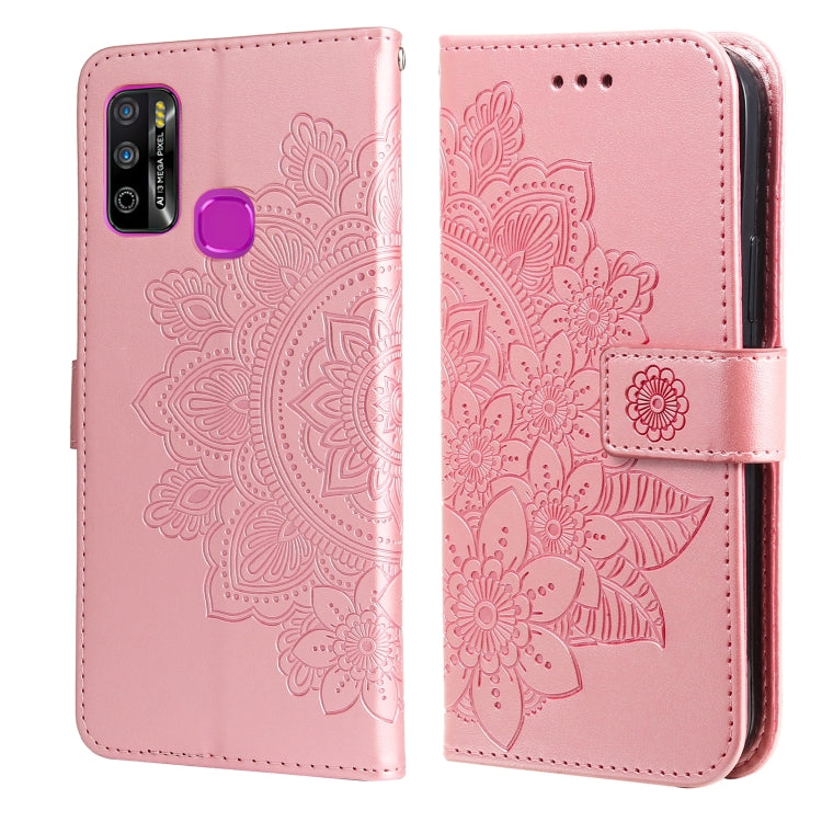 For Infinix Hot 9 Play 7-petal Flowers Embossing Pattern Horizontal Flip PU Leather Case with Holder & Card Slots & Wallet & Photo Frame