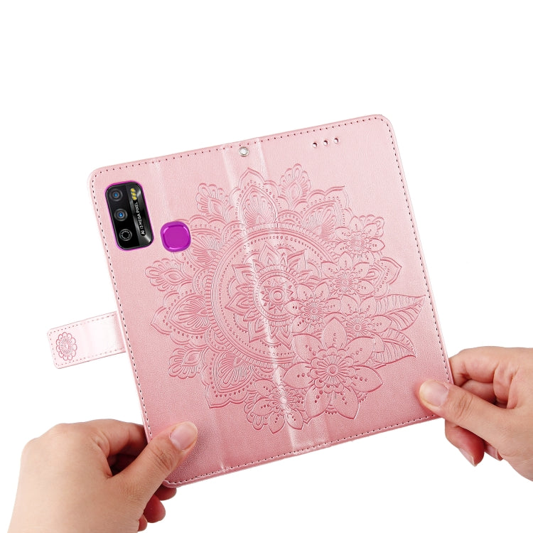 For Infinix Hot 9 Play 7-petal Flowers Embossing Pattern Horizontal Flip PU Leather Case with Holder & Card Slots & Wallet & Photo Frame