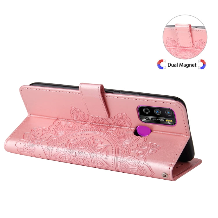 For Infinix Hot 9 Play 7-petal Flowers Embossing Pattern Horizontal Flip PU Leather Case with Holder & Card Slots & Wallet & Photo Frame