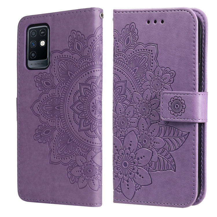 For Infinix Note 10 7-petal Flowers Embossing Pattern Horizontal Flip PU Leather Case with Holder & Card Slots & Wallet & Photo Frame